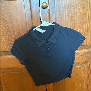Alo Yoga Black Polo Crop Top (Never Worn)